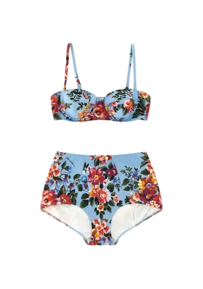 Dolce & Gabbana flower-print bikini set - Blue