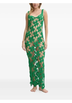 PARAMIDONNA flower-crochet midi beach dress - Green