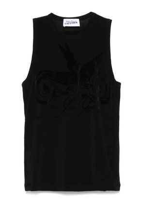 Jean Paul Gaultier flocked-logo top - Black