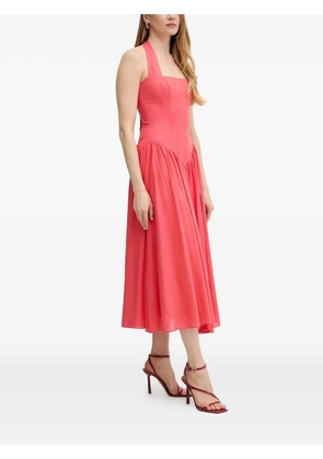 Bardot halter-neck gathered-skirt midi dress - Pink