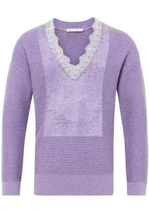 JW Anderson V-neck lace-trim sweater - Purple