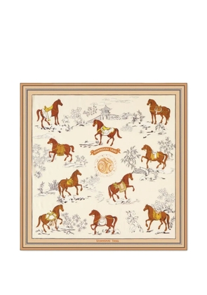 Shanghai Tang horse graphic scarf - Neutrals