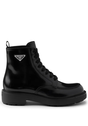 Prada brushed-leather boots - Black