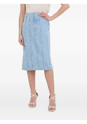 Silvian Heach denim panelled midi straight skirt - Blue