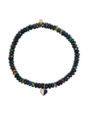 Sydney Evan 14kt yellow gold diamond beaded charm bracelet - Green