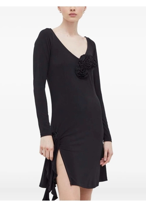 Résumé floral appliqué slit dress - Black