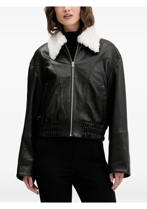 HUGO shearling zip-up jacket - Black