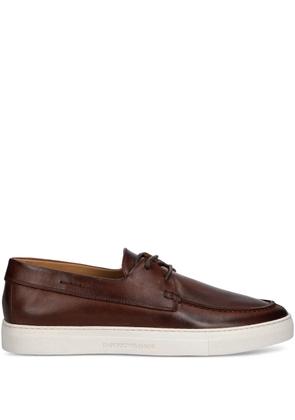 Emporio Armani lace-up leather boat shoes - Brown
