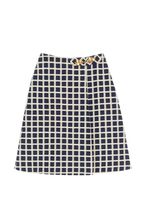 Valentino Garavani dragon-detail checked midi skirt - Blue