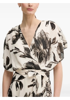 DKNY floral-print wrap asymmetric dress - White