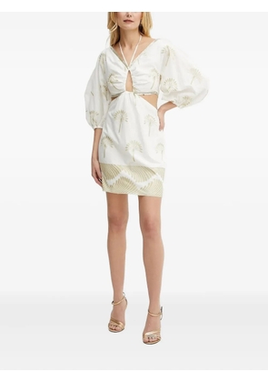 SIMONA CORSELLINI embroidered-flowers cut-out mini dress - White