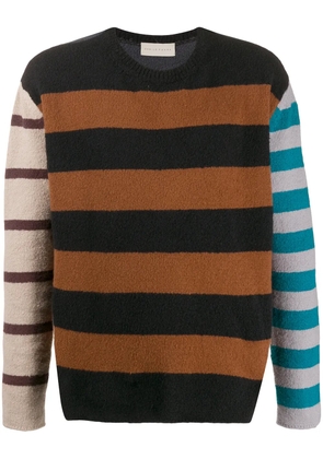 Paura panelled striped jumper - Brown