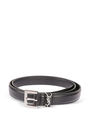 Saint Laurent Cassandre buckle logo leather belt - Black