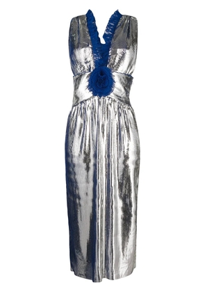 Marco De Vincenzo ruffled trim midi dress - Metallic
