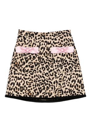 Valentino Garavani Animalier-print bow-detail mini skirt - Neutrals