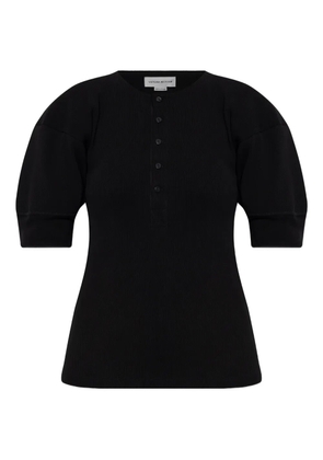 Victoria Beckham puff-sleeve ribbed top - Black