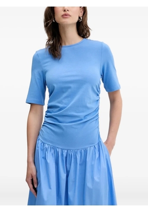 NEVER FULLY DRESSED Grace gathered-waist poplin maxi dress - Blue