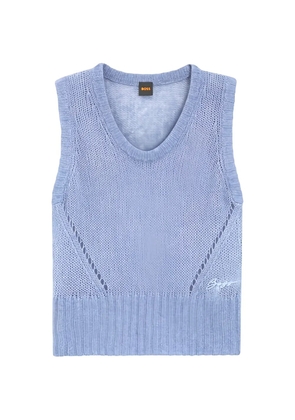 BOSS C_Frignac V-neck sweater - Blue