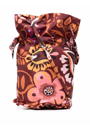 La DoubleJ floral-print bucket bag - Orange