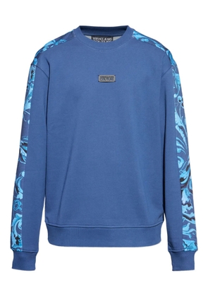 Versace Jeans Couture baroque-print panelled sweatshirt - Blue