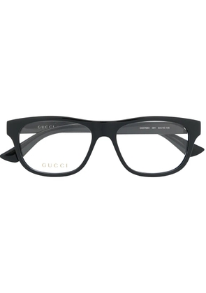 Gucci Eyewear logo plaque rectangular-frame glasses - Black