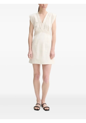 Ba&Sh V-neck eyelet-trimmed mini dress - Neutrals