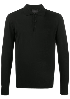 Emporio Armani long sleeve polo shirt - Black