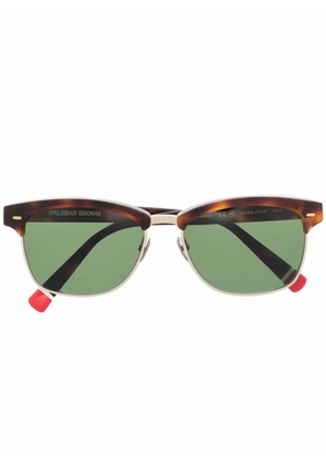 Orlebar Brown tortoiseshell rectangle frame sunglasses - Gold