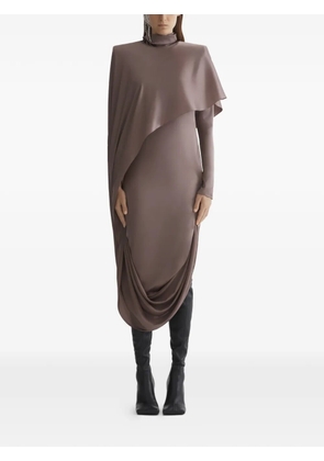 Mugler draped high-neck dress - Brown