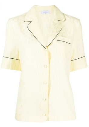 Off-White logo-jacquard bowling shirt - Yellow