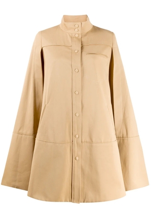 Courrèges cut-out sleeve flared coat - Neutrals