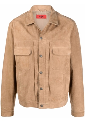 424 button-up leather jacket - Neutrals