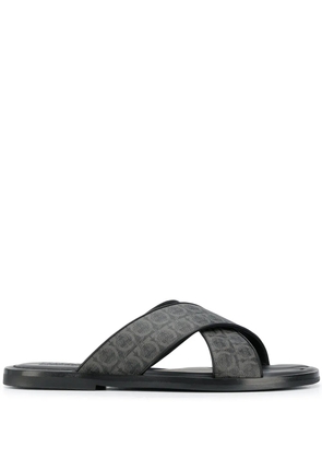 Ferragamo Gancini leather pool slides - Grey