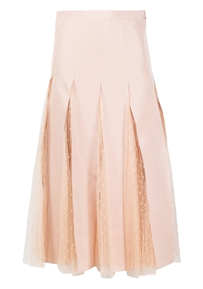 RED Valentino pleated lace midi skirt - Neutrals