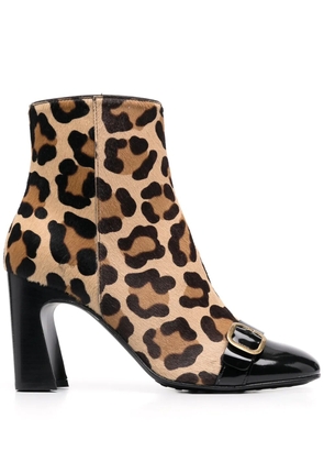 Tod's leopard print heeled boots - Brown