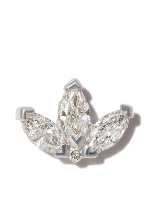 MARIA TASH 18kt white gold engraved lotus diamond single earring - Silver