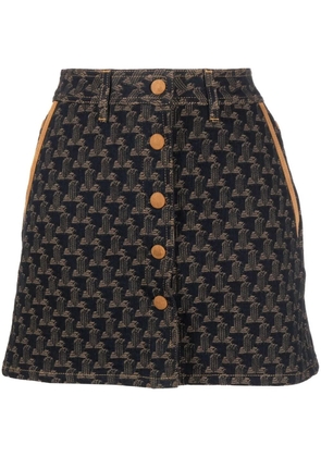 Lanvin logo-jacquard denim skirt - Blue