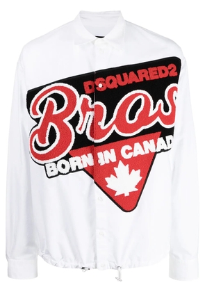 DSQUARED2 logo-patch long-sleeve shirt - White