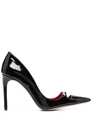 HARDOT 110mm bar-detail patent leather pumps - Black