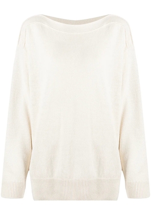 Closed boat-neck knit jumper - White
