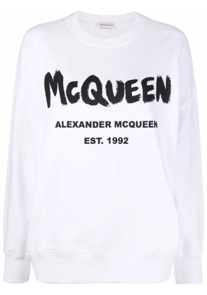 Alexander McQueen logo-print crew neck sweatshirt - White