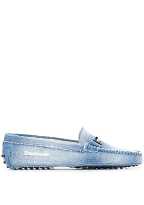Tod's distressed denim loafers - Blue