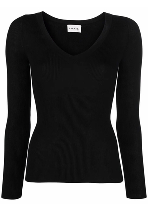 P.A.R.O.S.H. V-neck fine-knit top - Black