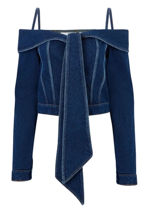 Nina Ricci off-shoulder denim jacket - Blue