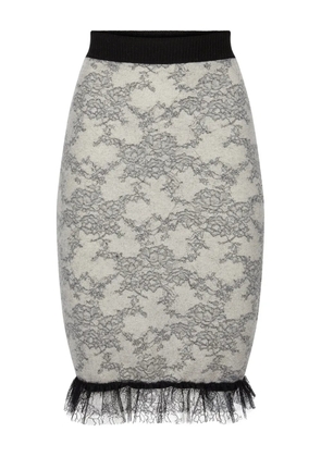 Nina Ricci lace-pattern midi skirt - Grey