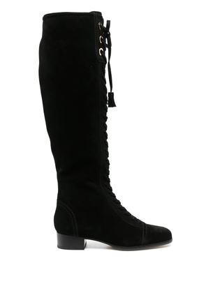 Alberta Ferretti lace-up tassel boots - Black