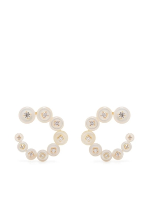 Fernando Jorge 18kt yellow gold small Circle mother-of-pearl diamond earrings