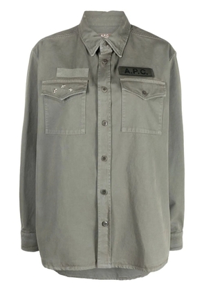 A.P.C. logo-patch shirt jacket - Green