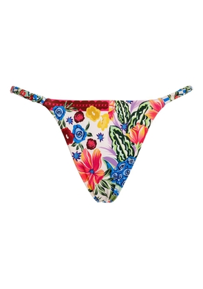 Agua Bendita floral-patchwork bikini bottom - Blue