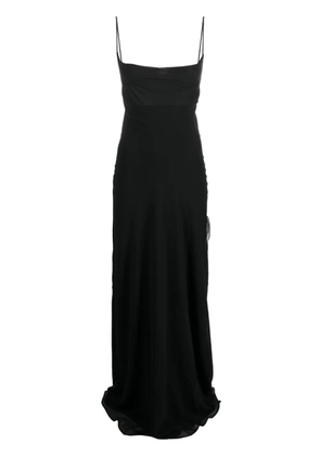 THE ANDAMANE open-back silk maxi slip dress - Black
